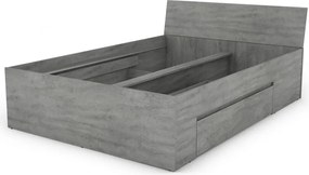 Posteľ so zásuvkami Carlos 140x200, šedý beton