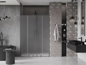 Mexen Velar Duo, posuvné sprchové dvere do otvoru 150 cm, 8mm sklo námraza, grafit brúsený, 871-150-000-32-66
