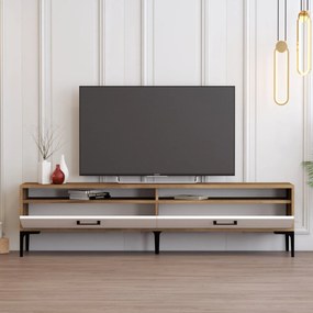 TV stolík/skrinka Irma 2 (orech + biela). Akcia -18%. Vlastná spoľahlivá doprava až k Vám domov. 1088900