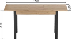 Dekorstudio Rozkladací jedálenský stôl CRAFTON dub zlatý craft/čierna konštrukcia