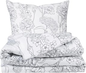 Matex Saténové obliečky Sivé kvety, 140 x 200 cm, 70 x 90 cm