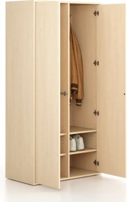 Šatníková skriňa FRAME, 2 oddiely, 872 x 450 x 1735 mm, PUSH-lock, breza