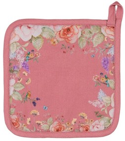 Ružová bavlnená chňapka - podložka Flower & Fiesta - 20*20 cm