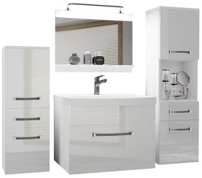 Kúpeľňový nábytok Belini Premium Full Version biely lesk + umývadlo + zrkadlo + LED osvetlenie Glamour 81