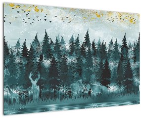 Obraz - Zvieratá v lese (90x60 cm)