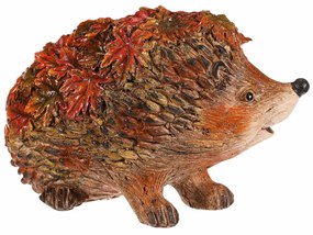 Jesenná dekorácia Ježko s lístkami, 22 x 13 x 15cm, polyresin