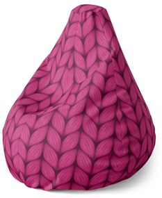 Sablio Sedací vak Pear Pletenie vo fuksiovej farbe - 70 x 95 x 15 cm