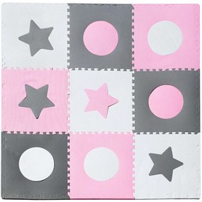 IKO Detská podložka penové puzzle, ružová – 9 dielikov