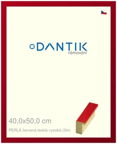DANTIK rám na obraz 40x50 | PERLA červená lesklá vysoká (Plexi Čiré)