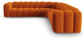 Zamatová modulárna rohová pohovka v tehlovej farbe Lupine – Micadoni