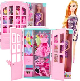 LEAN Toys Sada bábika so šatníkom oblečenie a módne doplnky pre dievčatá