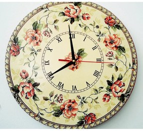 Kvetinové nástenné hodiny s vintage dizajnom I SENTOP HDFK004