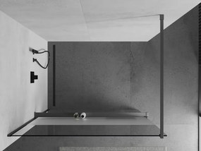 Mexen Kioto+, sprchová zástena Walk-In s poličkou a vešiakom 80 x 200 cm, 8mm číre sklo-námraza, grafitový profil, 800-080-121-95-35