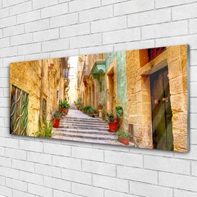 Obraz na akrylátovom skle Staré mesto cesta domy 125x50 cm