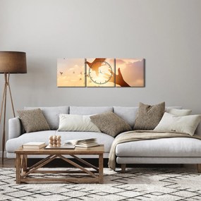 Obraz - Holubica, leť! (s hodinami) (90x30 cm)