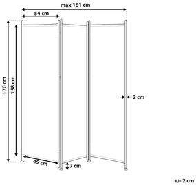 Paraván 3 dielny  160 x 170 cm čierny NARNI Beliani
