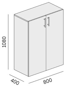 Kancelárska skriňa nízka SOLID, 800 x 400 x 1080 mm, orech