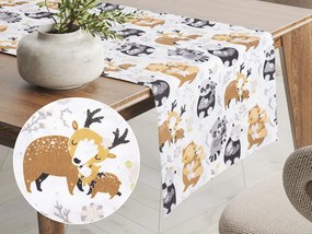 Biante Detský bavlnený behúň na stôl Sandra SA-223 Zvieratká s mláďátkami 20x160 cm