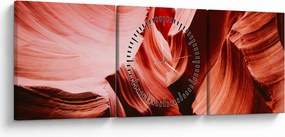 Obraz červených skál (s hodinami) (90x30 cm)