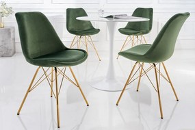 Dizajnová jedálenská stolička Scandinavia tmavozelená zamat