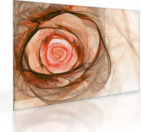 Sklenený obraz - Abstraktné ruže ružová s bielym pozadím (70x50 cm)