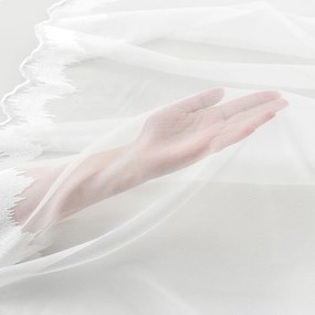 Svetlo smotanová záclona s perleťovo vytkávanou bordúrou cikcak do oblúčka ZAC-025 výška 295 cm Iba metráž