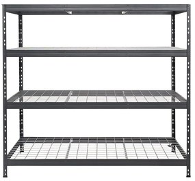 Bezskrutkový kovový regál RIVET, 180x180x60 cm, 4x sieťová drôtená polica, antracitová sivá