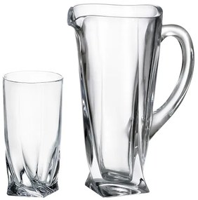 Crystal Bohemia Quadro set džbán a poháre (1 + 6)