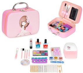 MULTISTORE Detský kozmetický kufrík s UV LED lampou a zrkadlom