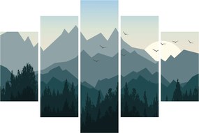 Obraz - Hory pohľadom grafika (150x105 cm)