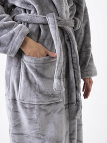 Mikroplyšový župan Mia - Laura tmavo sivá veľkosť M