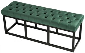 Lavica Polson - zamat, čierny rám 120 cm - Zelená