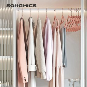 Protišmykové zamatové vešiaky s organizérom na kravaty, 50 ks, rosé gold