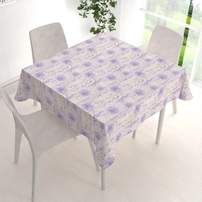Biante Dekoračný štvorcový obrus PML-069 Fialové kvety na bielom 140x140 cm