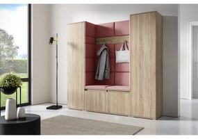 Predsieňová stena AMI 31 Bez zrkadla Dub sonoma Tmavo ružová