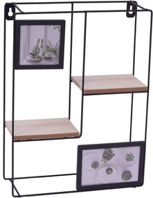 AKCIA Nástenná polica s fotorámikmi KIVORA 40x30 cm, čierna II.akosť