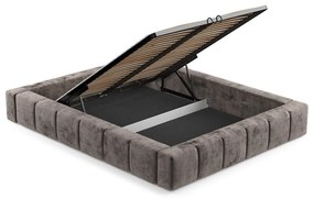 Hnedá čalúnená dvojlôžková posteľ s úložným priestorom s roštom 160x200 cm Aruba L – Maison de Rêve