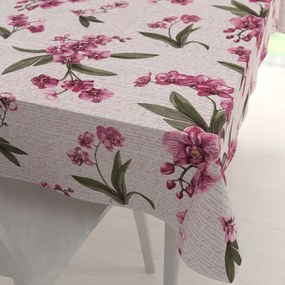 Biante Bavlnený obdĺžnikový obrus Sandra SA-635 Ružovofialové orchidey na bielom 50x100 cm