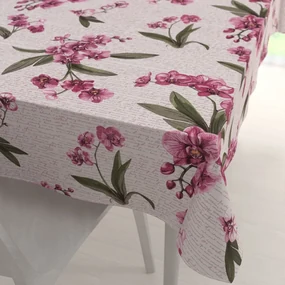 Biante Bavlnený obdĺžnikový obrus Sandra SA-635 Ružovofialové orchidey na bielom 50x100 cm
