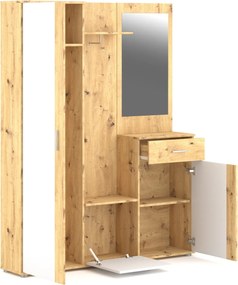 Předsíňová stěna Trio se zrcadlem 145 cm dub Artisan/bílá