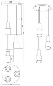 Trio - Luster na lanku WAILER 3xGU10/5W/230V šedá