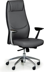 Kožené kancelárske kreslo FANCY, sivá