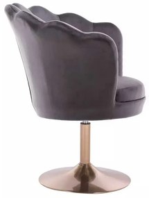 LuxuryForm DESIGN Kreslo FREY VELUR na zlatom tanieri - tmavo šedé