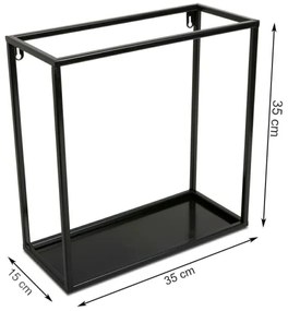 Nástenná polica 35x35 cm čierna
