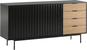 Teulat Sierra drevená komoda so zásuvkami - Čierna - 160 cm