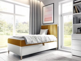 Kontinentálna posteľ Junior Kamire 1, Strana: pravá, Rozmer postele: 80x200, Dostupné poťahy: ekokoža Soft 017 (biela) + Fresh 37