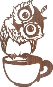 Drevený roztomilý obraz na stenu sova v šálke - sova | SENTOP HDF0438