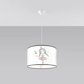 Detské závesné svietidlo Princess, 1x plastové tienidlo so vzorom, (fi 40cm)