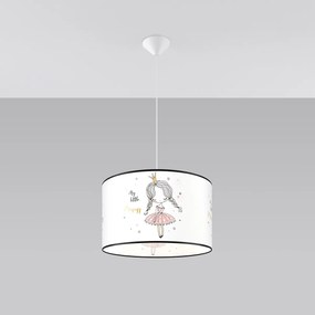 Detské závesné svietidlo Princess, 1x plastové tienidlo so vzorom, (fi 40cm)