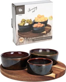 Servírovací set 3+1 v hnedom prvedení 20 × 20 cm